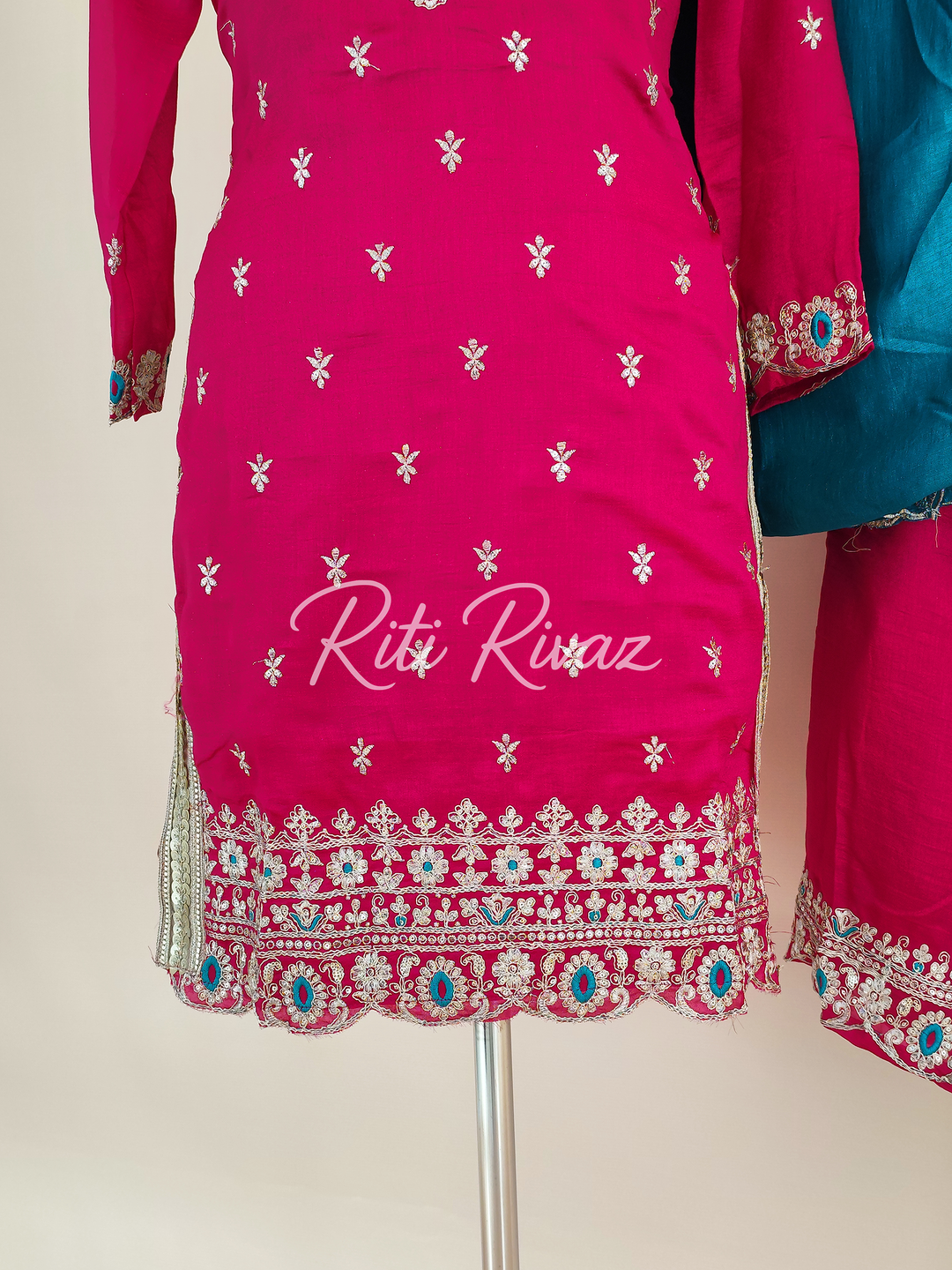 Charming Pink Color Vichitra silk Fabric Heavy Embroidery Thread And Sequence Work Top , Palazzo, Dupatta Ready to wear Suit, Pakistani Suit
