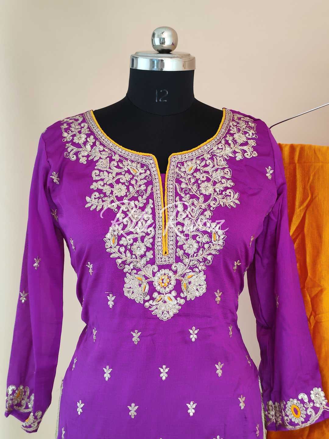 Glossy Purple Color Vichitra silk Fabric Heavy Embroidery Thread And Sequence Work Top , Palazzo, Dupatta Ready to wear Suit, Pakistani Suit