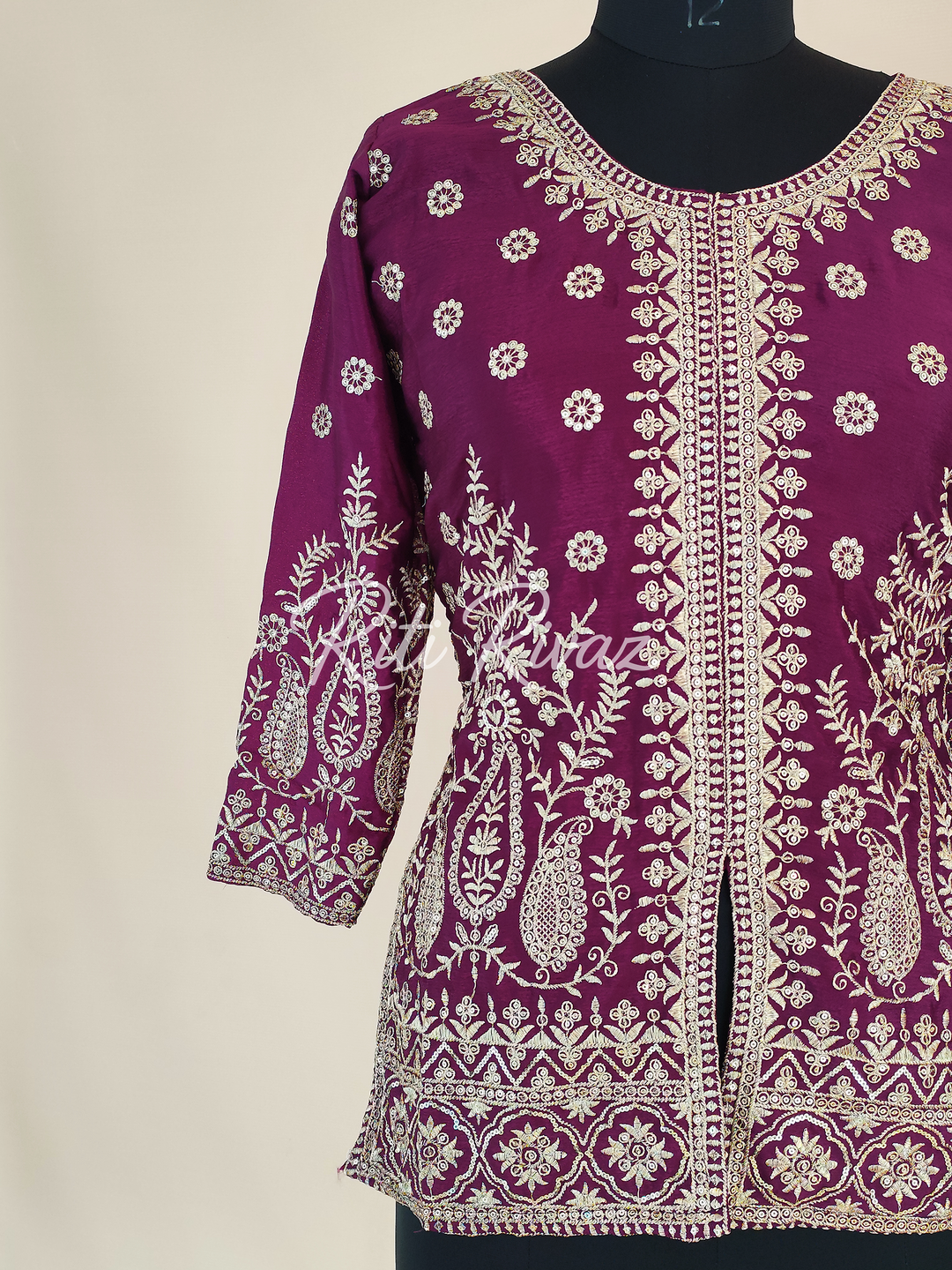 Magnificent Rani Color Chinon Fabric Heavy Embroidery Sequence Work Top , Palazzo, Dupatta Ready to wear Suit, Pakistani Suit, Panjabi Suit