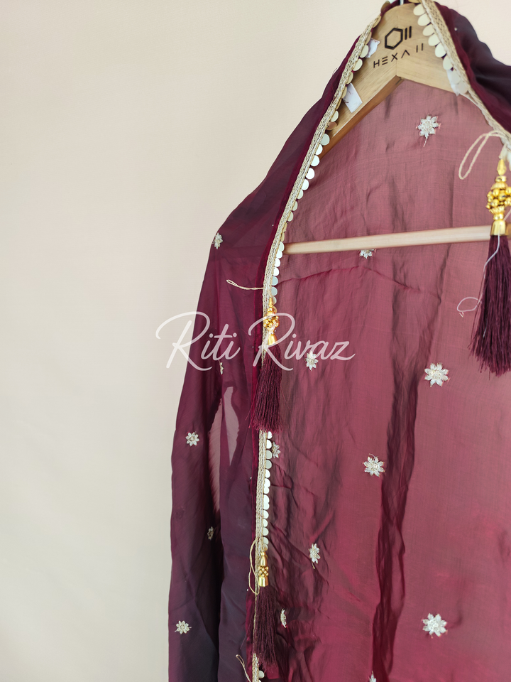 Maroon Color Fendy Fabric With Heavy Embroidery Thread And Sequence Work Choli With Fancy Latkan Ready To Wear Lehenga Choli, Western Shrug