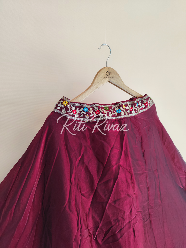 Maroon Color Fendy Fabric With Heavy Embroidery Thread And Sequence Work Choli With Fancy Latkan Ready To Wear Lehenga Choli, Western Shrug