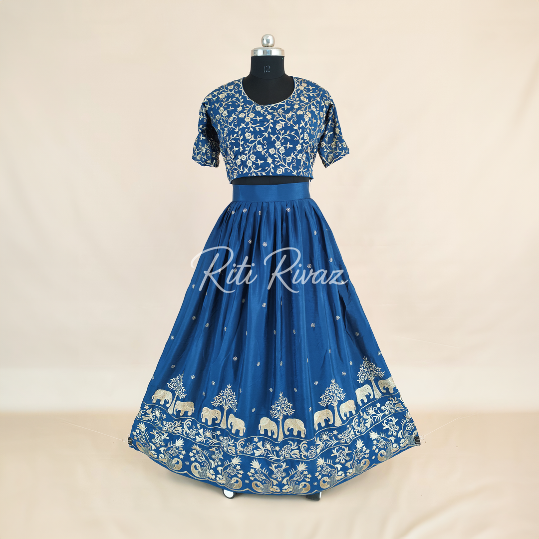 Awesome Blue color Chinon Fabric Embroidery Thread Work Ready to wear Lehenga Choli, Women Lehenga, Indian lehenga, Function, Traditional