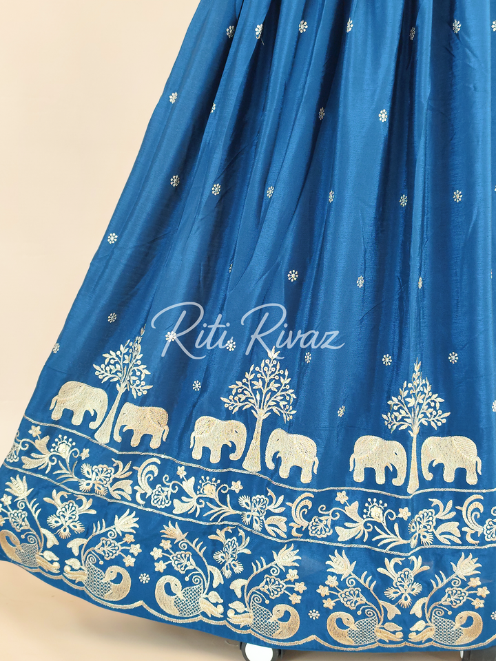 Awesome Blue color Chinon Fabric Embroidery Thread Work Ready to wear Lehenga Choli, Women Lehenga, Indian lehenga, Function, Traditional