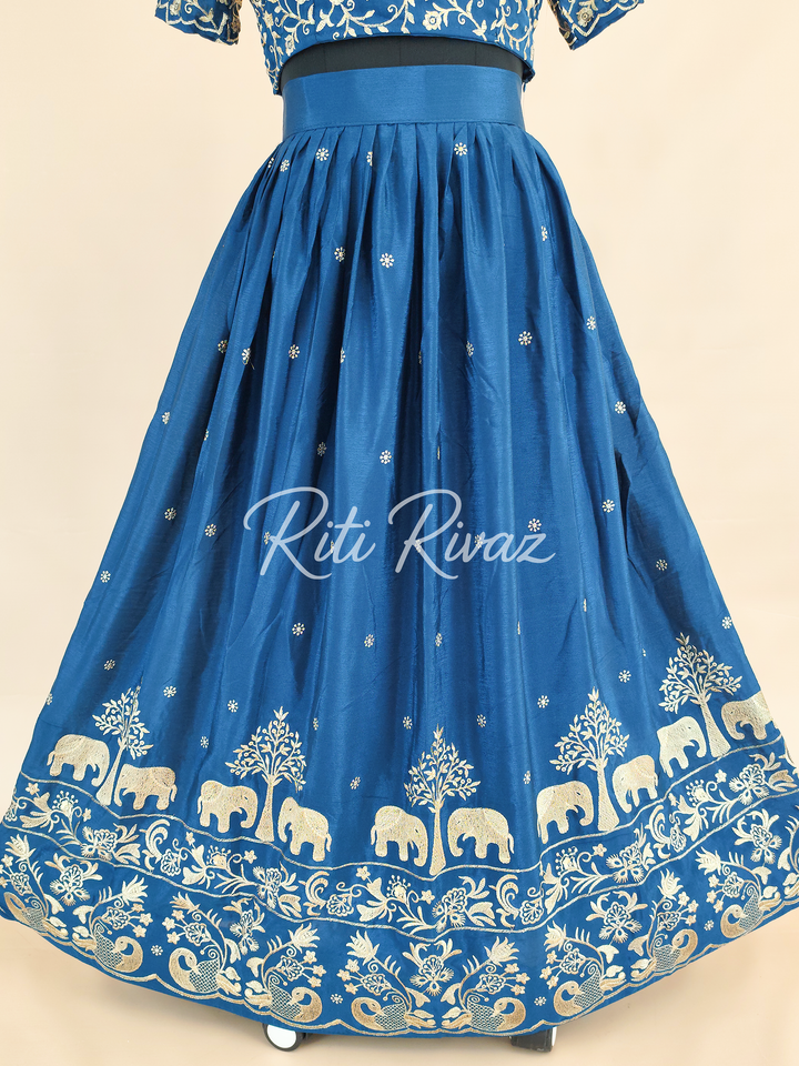 Awesome Blue color Chinon Fabric Embroidery Thread Work Ready to wear Lehenga Choli, Women Lehenga, Indian lehenga, Function, Traditional