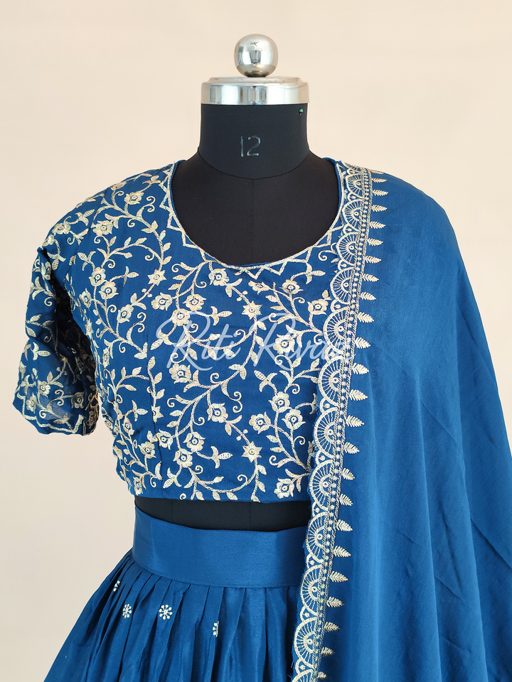 Awesome Blue color Chinon Fabric Embroidery Thread Work Ready to wear Lehenga Choli, Women Lehenga, Indian lehenga, Function, Traditional