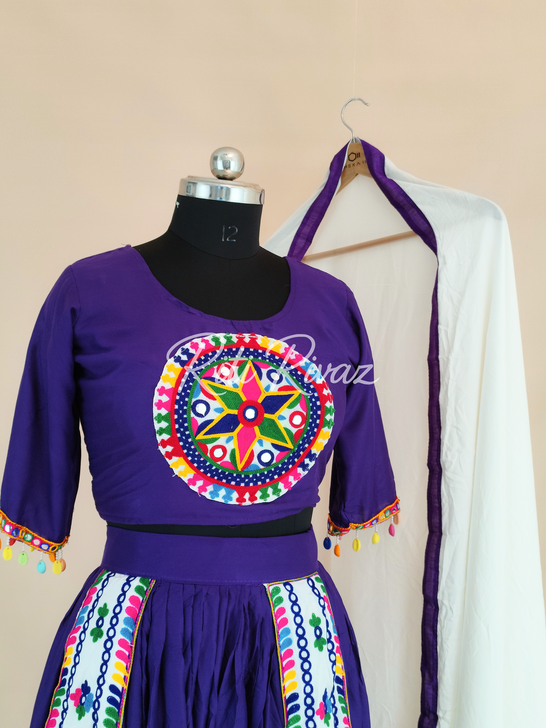 Navy Blue Color Cotton Heavy Gamathi Work Ready to Wear Lehenga Choli, Garba Choli, Navratri Lehenga, Navratri Outfit, Navratri Collection