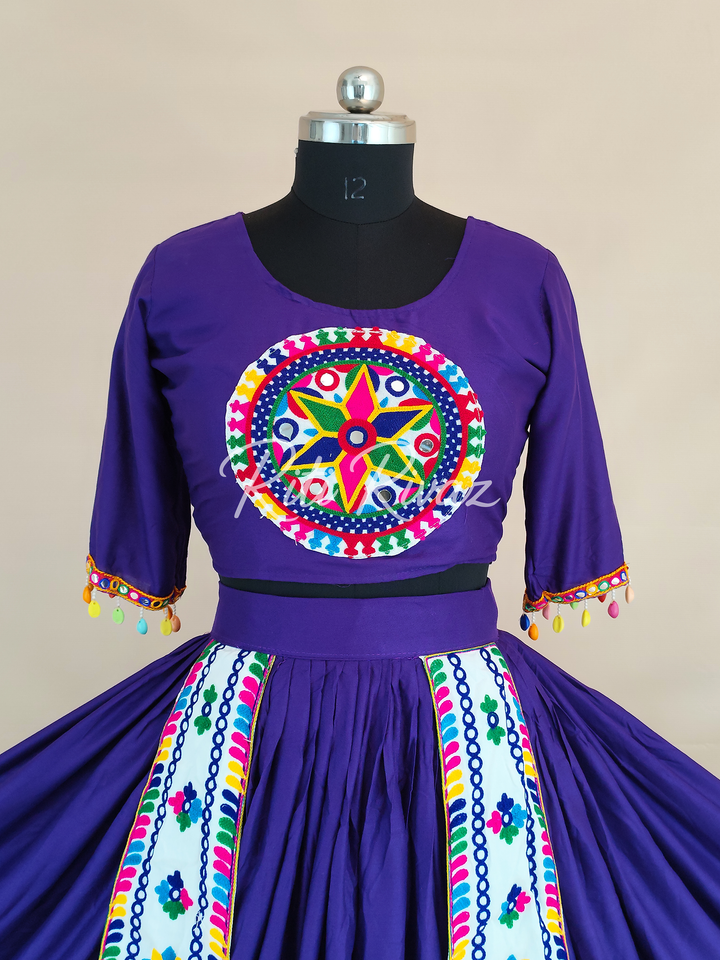 Navy Blue Color Cotton Heavy Gamathi Work Ready to Wear Lehenga Choli, Garba Choli, Navratri Lehenga, Navratri Outfit, Navratri Collection