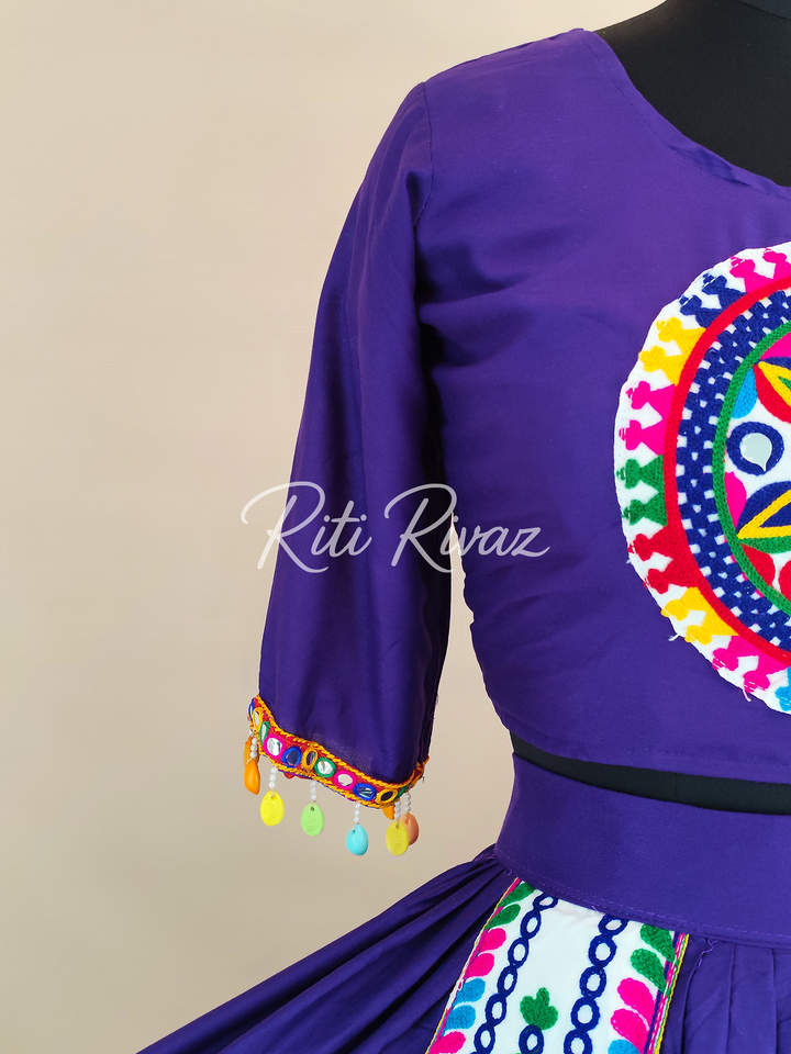 Navy Blue Color Cotton Heavy Gamathi Work Ready to Wear Lehenga Choli, Garba Choli, Navratri Lehenga, Navratri Outfit, Navratri Collection