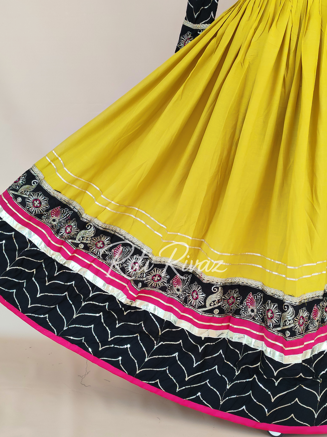 Awesome Yellow Color Riyon Cotton Embroidery Thread and Sequence Work Ready to Wear Lehenga Choli, Garba Choli, Navratri Lehenga, Outfit