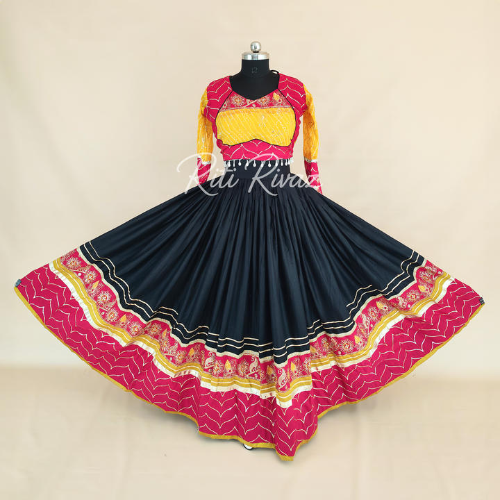 Black Color Riyon Cotton Heavy Embroidery Thread & Sequence Work Ready to Wear Lehenga Choli, Garba Choli, Navratri Lehenga, Navratri Outfit