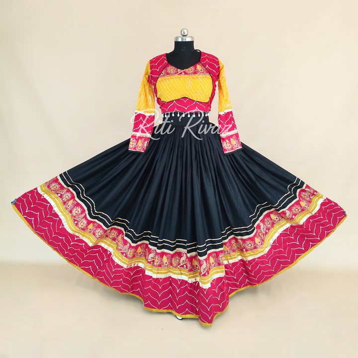 Black Color Riyon Cotton Heavy Embroidery Thread & Sequence Work Ready to Wear Lehenga Choli, Garba Choli, Navratri Lehenga, Navratri Outfit