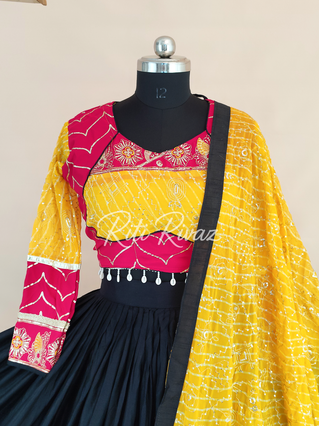 Black Color Riyon Cotton Heavy Embroidery Thread & Sequence Work Ready to Wear Lehenga Choli, Garba Choli, Navratri Lehenga, Navratri Outfit