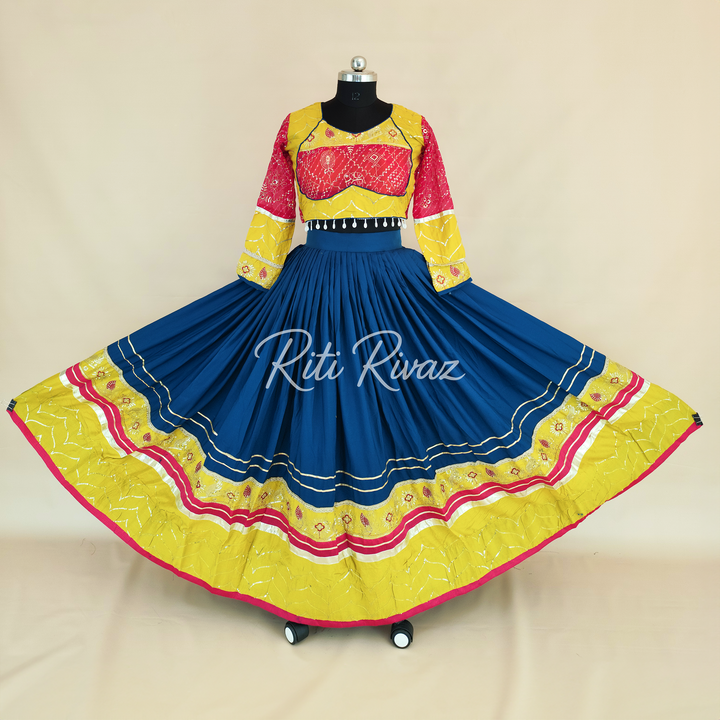 Blue Color Riyon Cotton Heavy Embroidery Thread & Sequence Work Ready to Wear Lehenga Choli, Garba Choli, Navratri Lehenga, Navratri Outfit