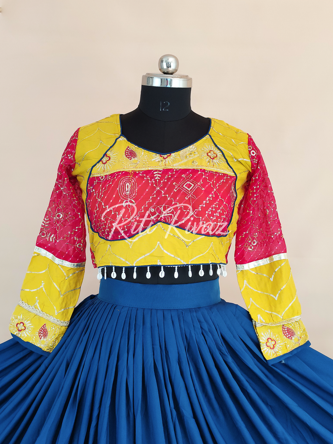 Blue Color Riyon Cotton Heavy Embroidery Thread & Sequence Work Ready to Wear Lehenga Choli, Garba Choli, Navratri Lehenga, Navratri Outfit