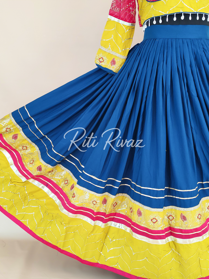 Blue Color Riyon Cotton Heavy Embroidery Thread & Sequence Work Ready to Wear Lehenga Choli, Garba Choli, Navratri Lehenga, Navratri Outfit