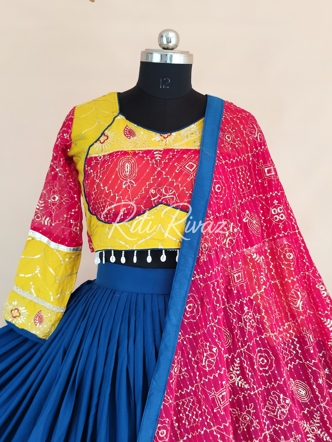 Blue Color Riyon Cotton Heavy Embroidery Thread & Sequence Work Ready to Wear Lehenga Choli, Garba Choli, Navratri Lehenga, Navratri Outfit