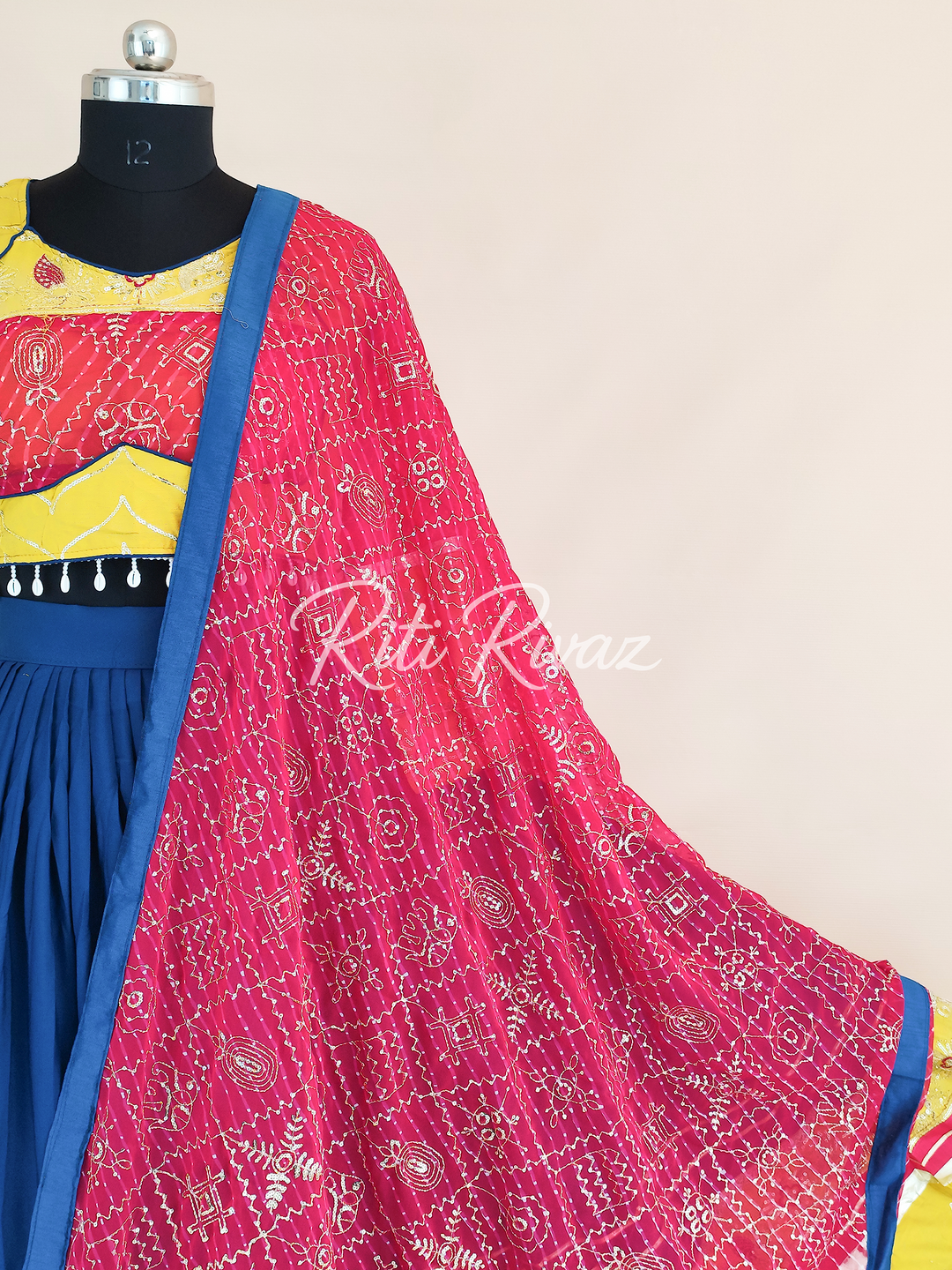 Blue Color Riyon Cotton Heavy Embroidery Thread & Sequence Work Ready to Wear Lehenga Choli, Garba Choli, Navratri Lehenga, Navratri Outfit