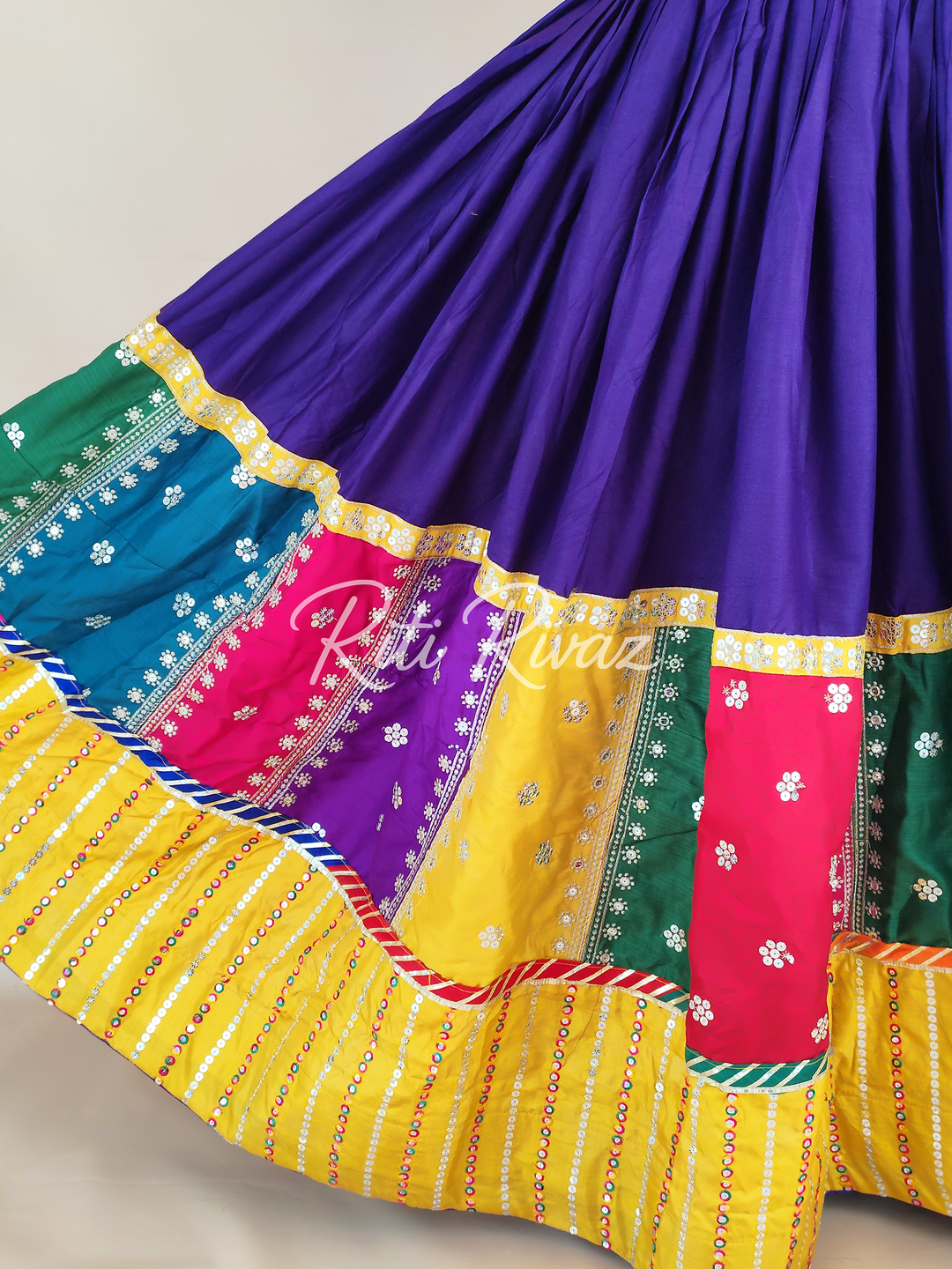 Stylish Purple Color Cotton Embroidery Thread and Sequence Work Ready to Wear Lehenga Choli, Garba Choli, Navratri Lehenga, Navratri Outfit