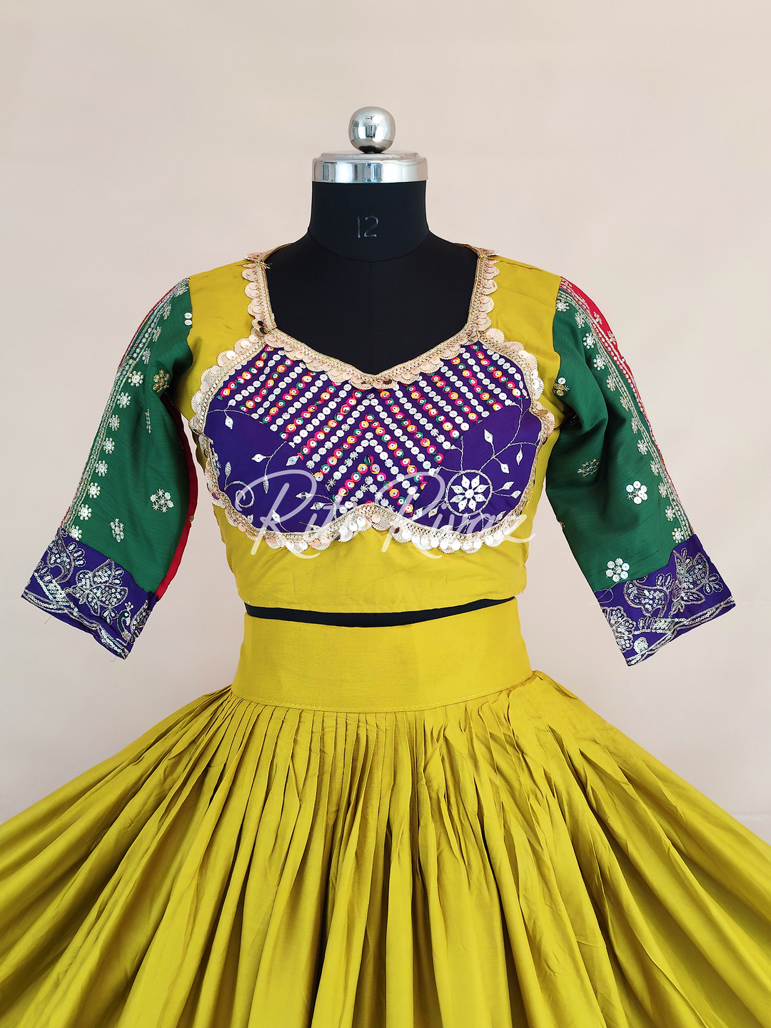 Lovely Yellow Color Cotton Embroidery Thread and Sequence Work Ready to Wear Lehenga Choli, Garba Choli, Navratri Lehenga, Navratri Outfit