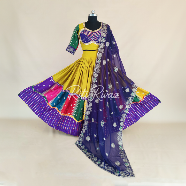 Lovely Yellow Color Cotton Embroidery Thread and Sequence Work Ready to Wear Lehenga Choli, Garba Choli, Navratri Lehenga, Navratri Outfit