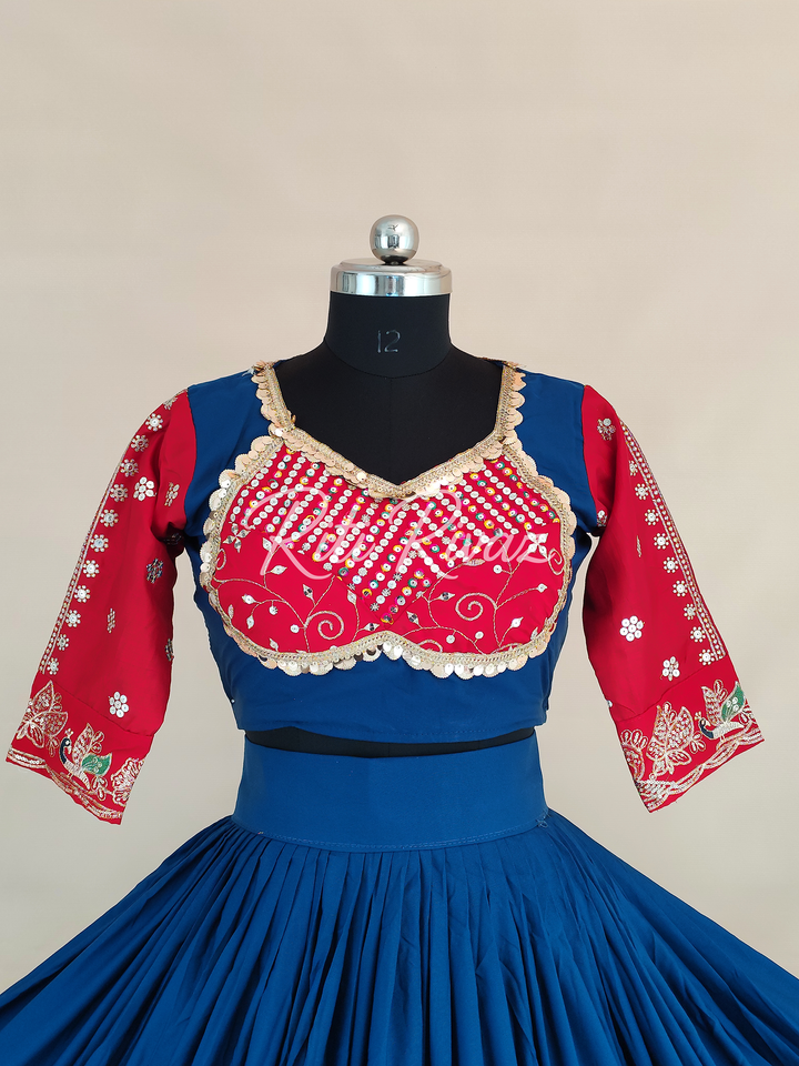 Charming Blue Color Cotton Embroidery Thread and Sequence Work Ready to Wear Lehenga Choli, Garba Choli, Navratri Lehenga, Navratri Outfit