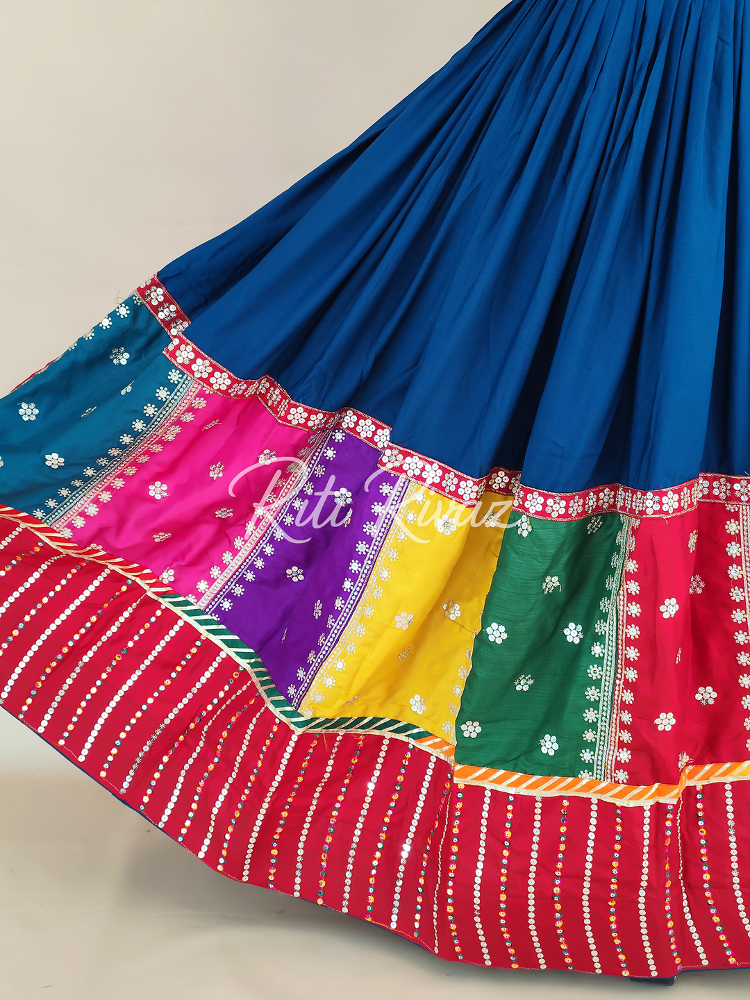 Charming Blue Color Cotton Embroidery Thread and Sequence Work Ready to Wear Lehenga Choli, Garba Choli, Navratri Lehenga, Navratri Outfit