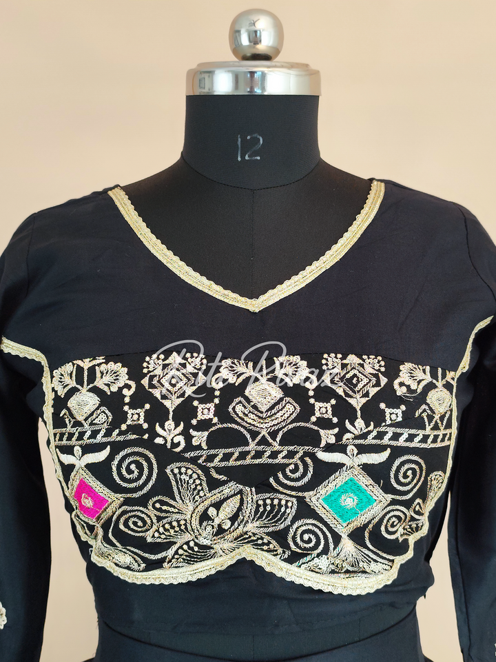 Unique Black Color Cotton Embroidery Thread and Sequence Work Ready to Wear Lehenga Choli, Garba Choli, Navratri Lehenga, Outfit