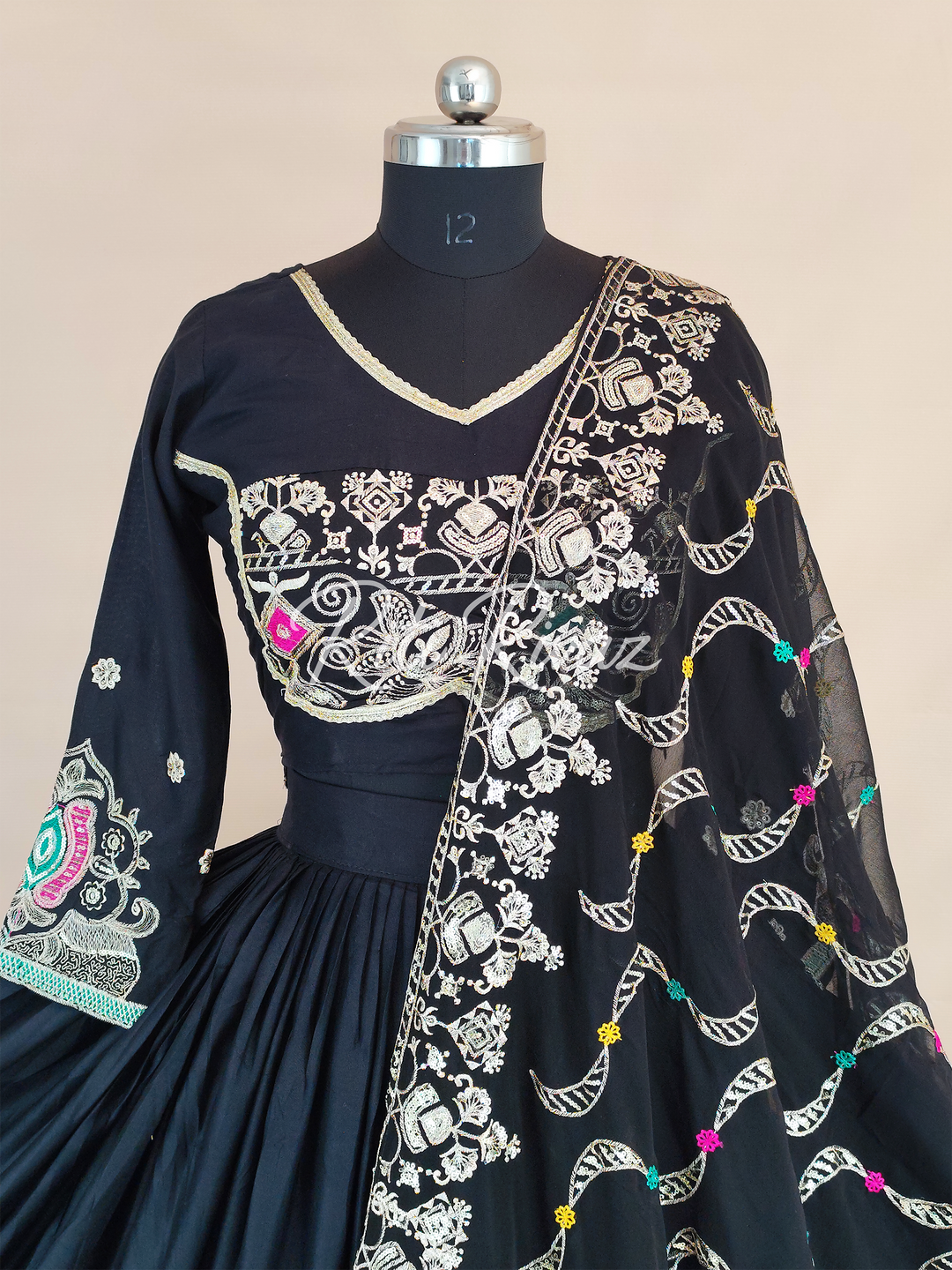 Unique Black Color Cotton Embroidery Thread and Sequence Work Ready to Wear Lehenga Choli, Garba Choli, Navratri Lehenga, Outfit