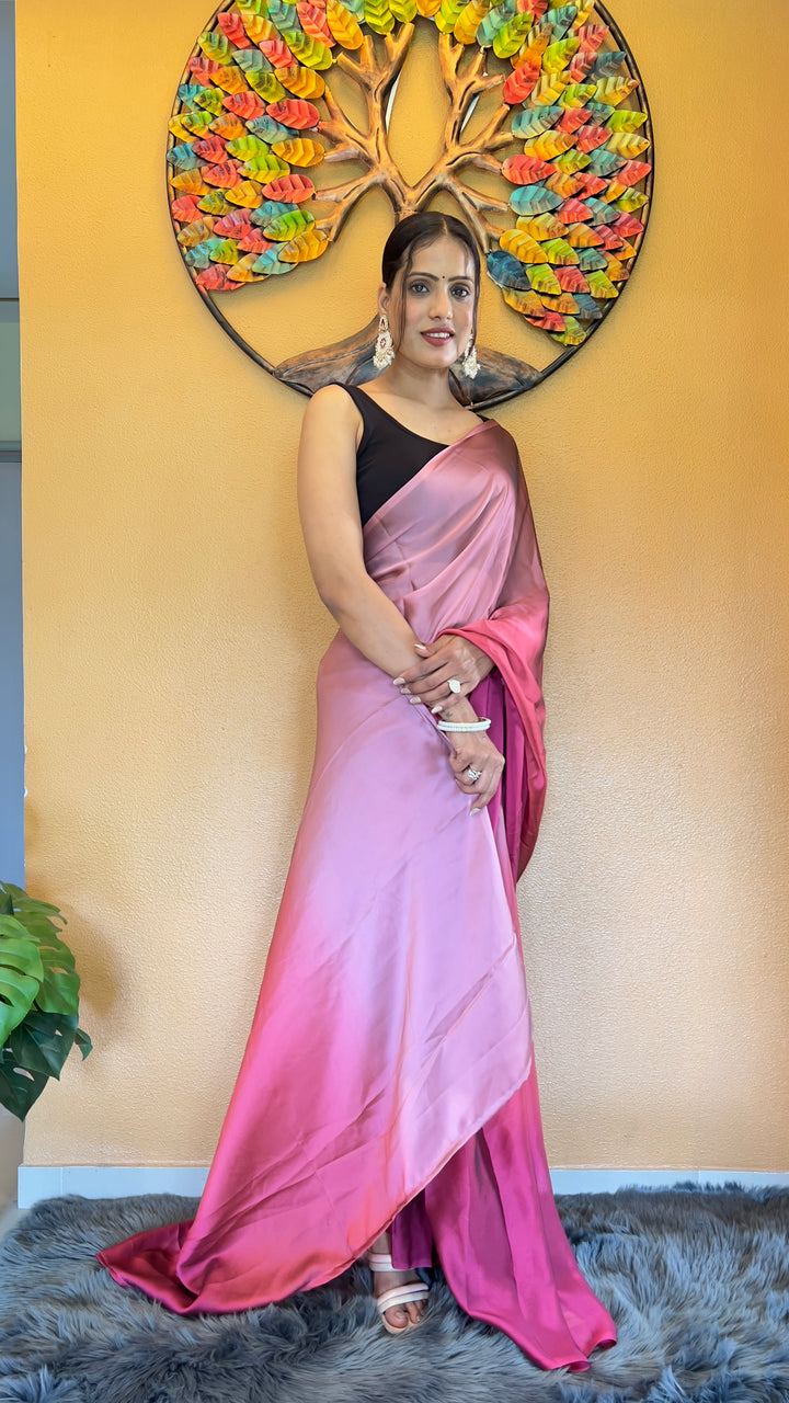 Pink Color Rangoli Silk Saree With Beautiful Blouse