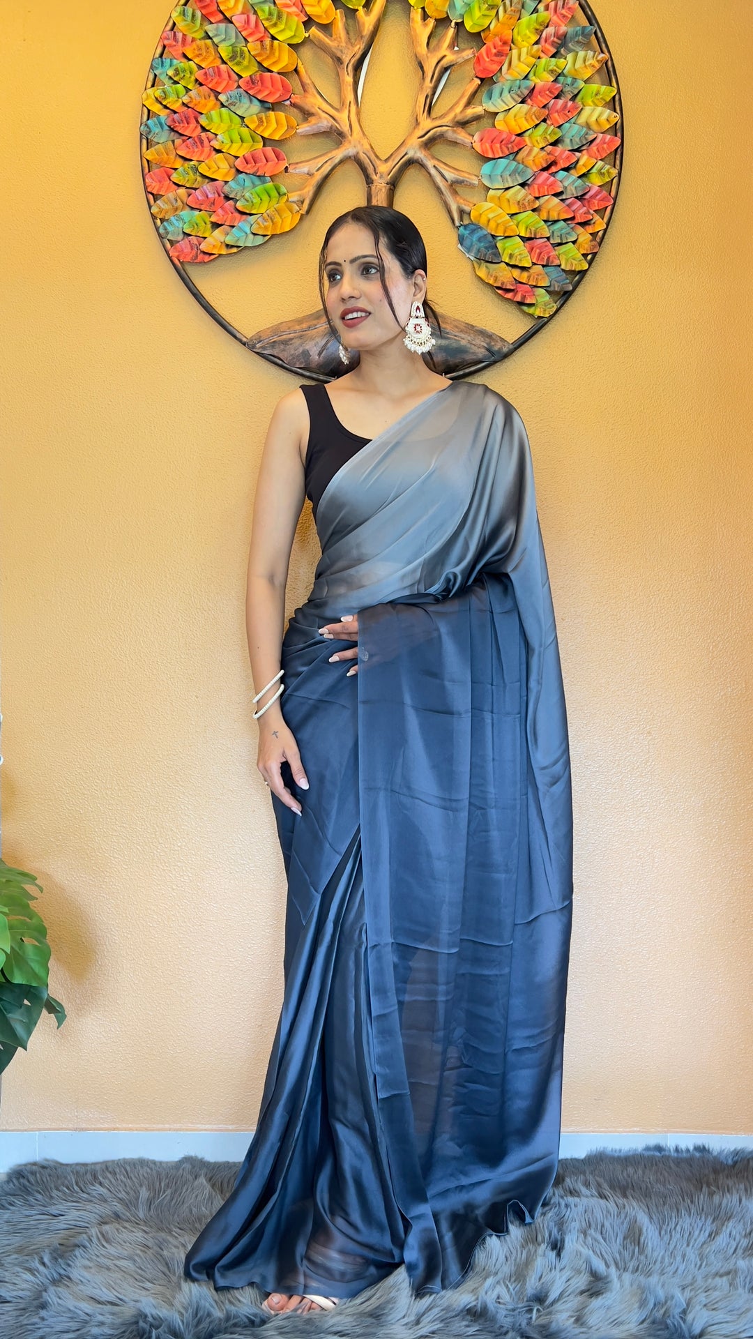 Gray Color Rangoli Silk Saree With Beautiful Blouse