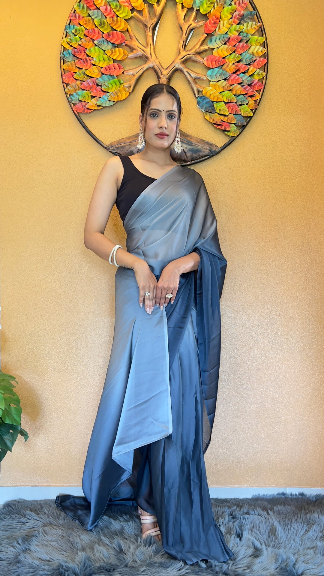 Gray Color Rangoli Silk Saree With Beautiful Blouse