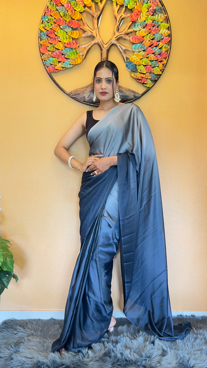 Gray Color Rangoli Silk Saree With Beautiful Blouse
