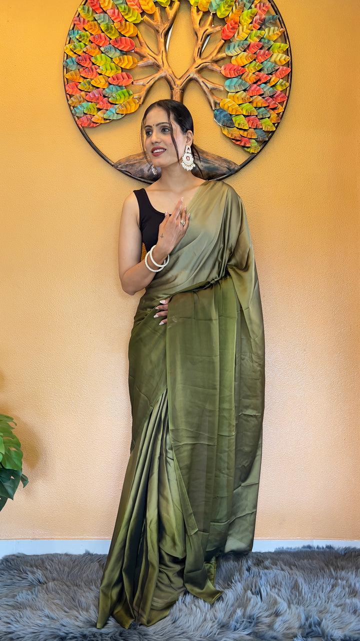 Mehendi Color Rangoli Silk Saree With Beautiful Blouse