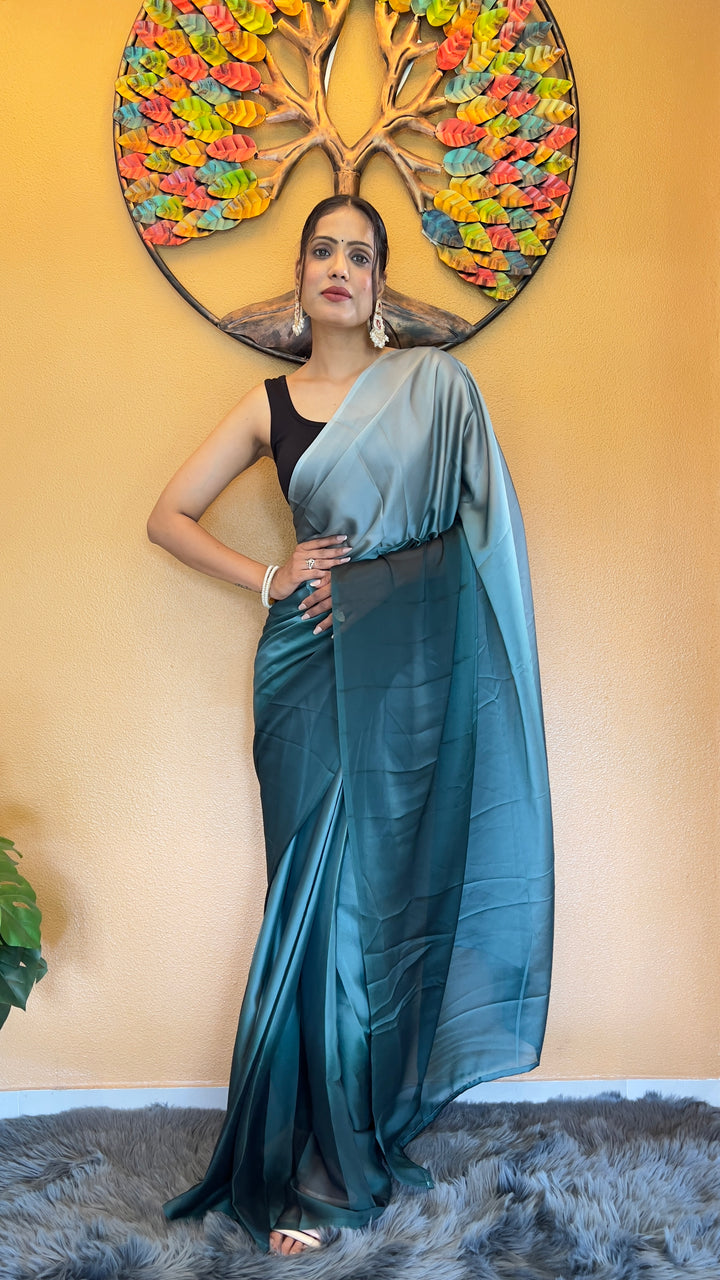 Sea Green Color Rangoli Silk Saree With Beautiful Blouse