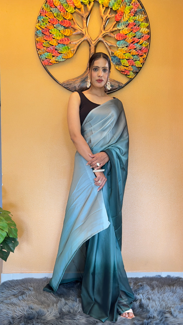 Sea Green Color Rangoli Silk Saree With Beautiful Blouse