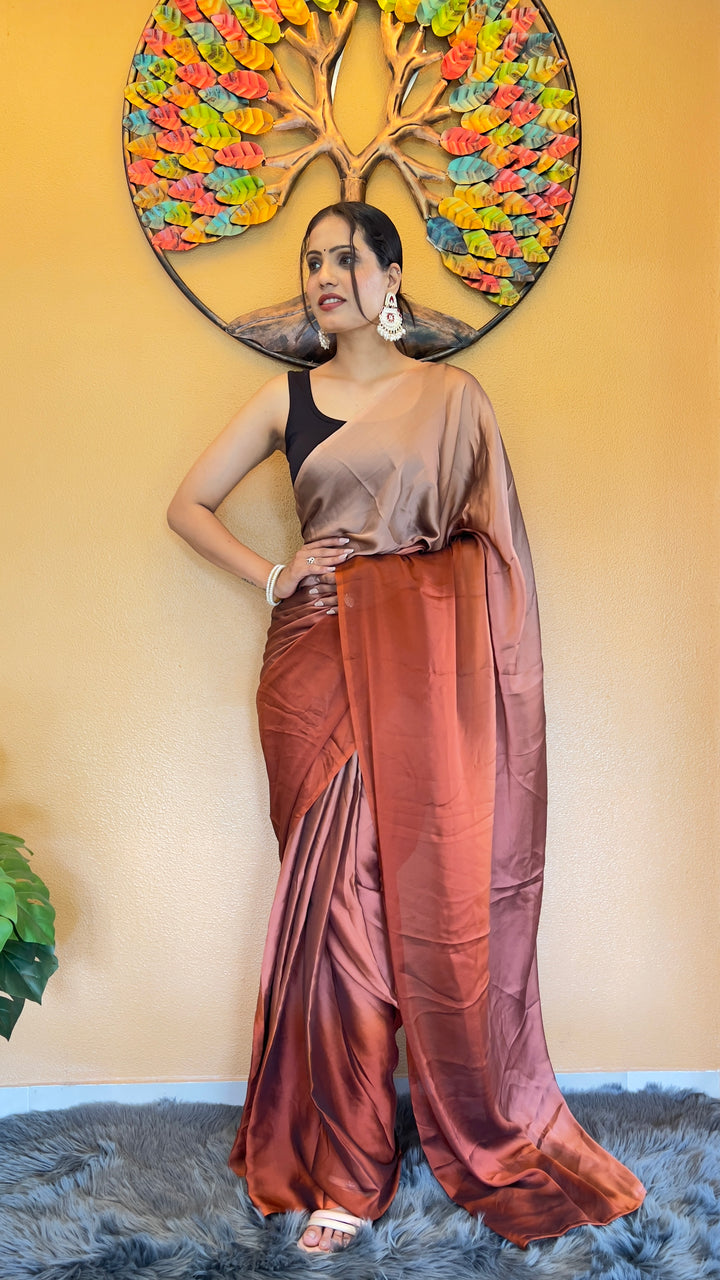 Brown Color Rangoli Silk Saree With Beautiful Blouse