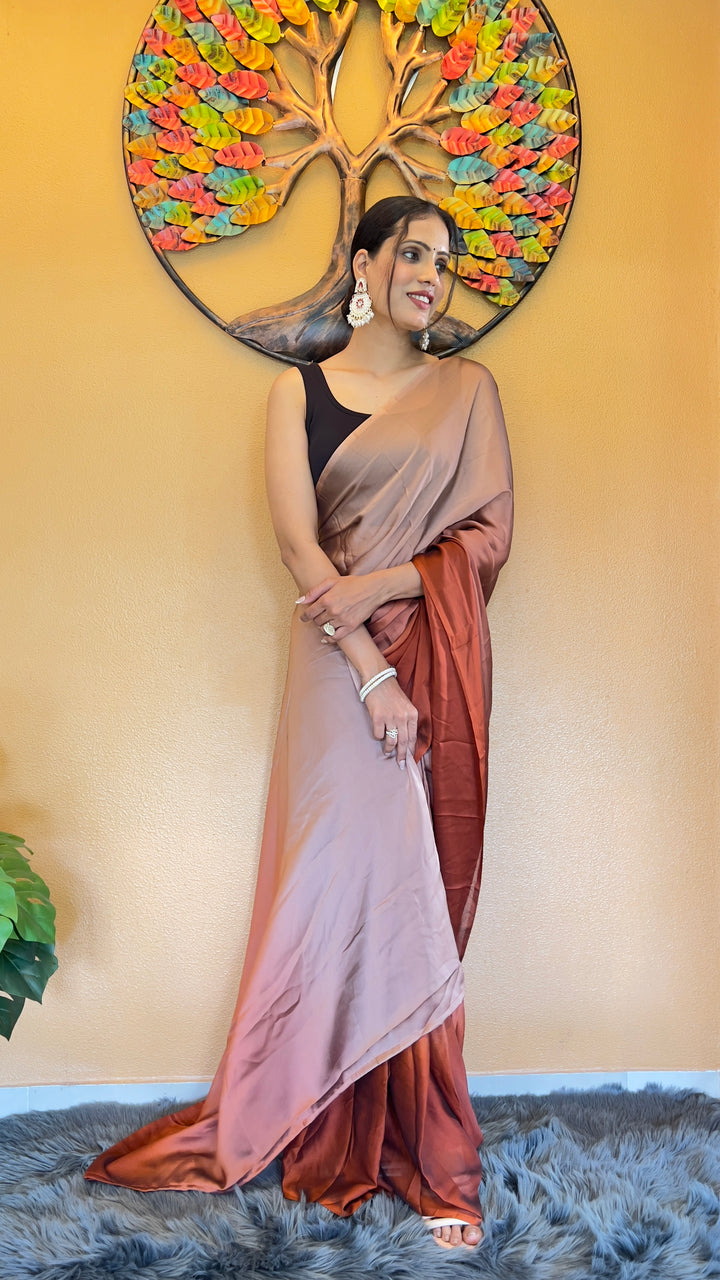 Brown Color Rangoli Silk Saree With Beautiful Blouse