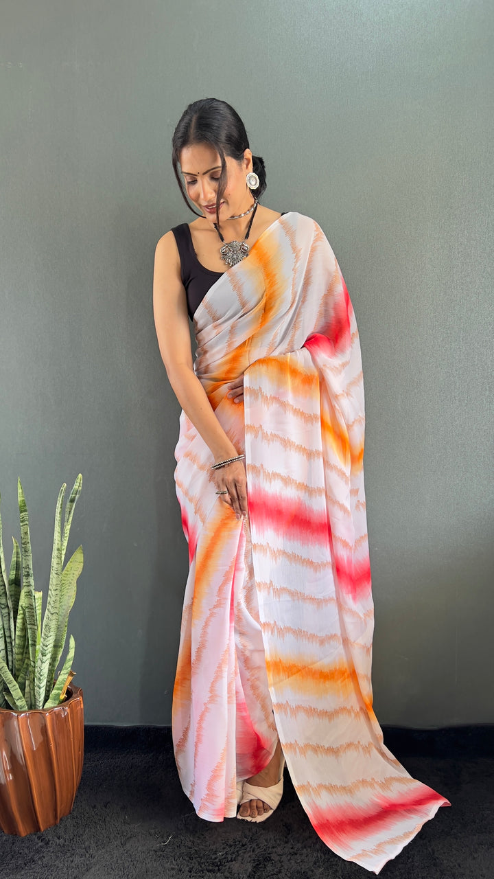 Red Color Rangoli Silk Saree With Beautiful Blouse