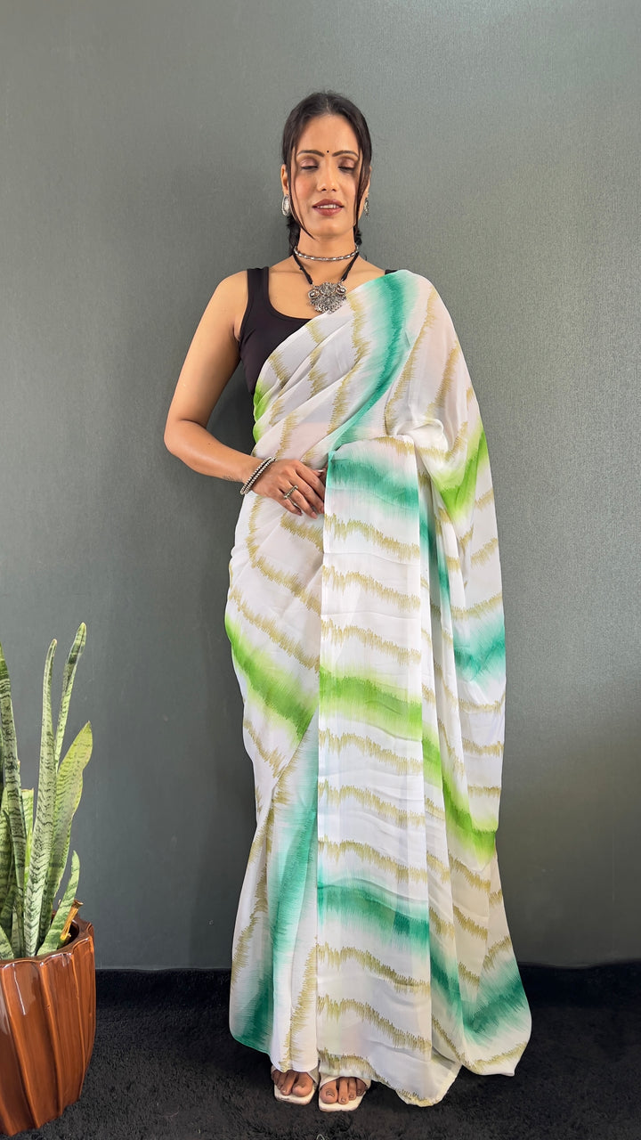 Green Color Rangoli Silk Saree With Beautiful Blouse