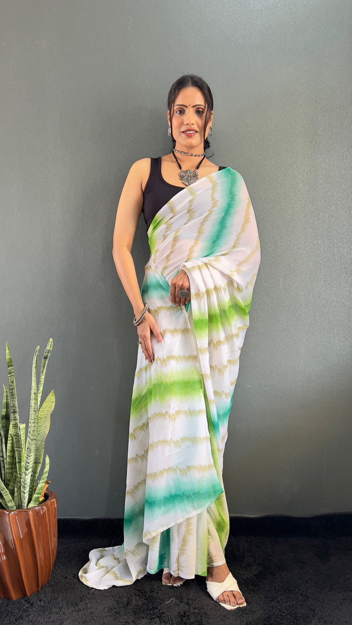 Green Color Rangoli Silk Saree With Beautiful Blouse