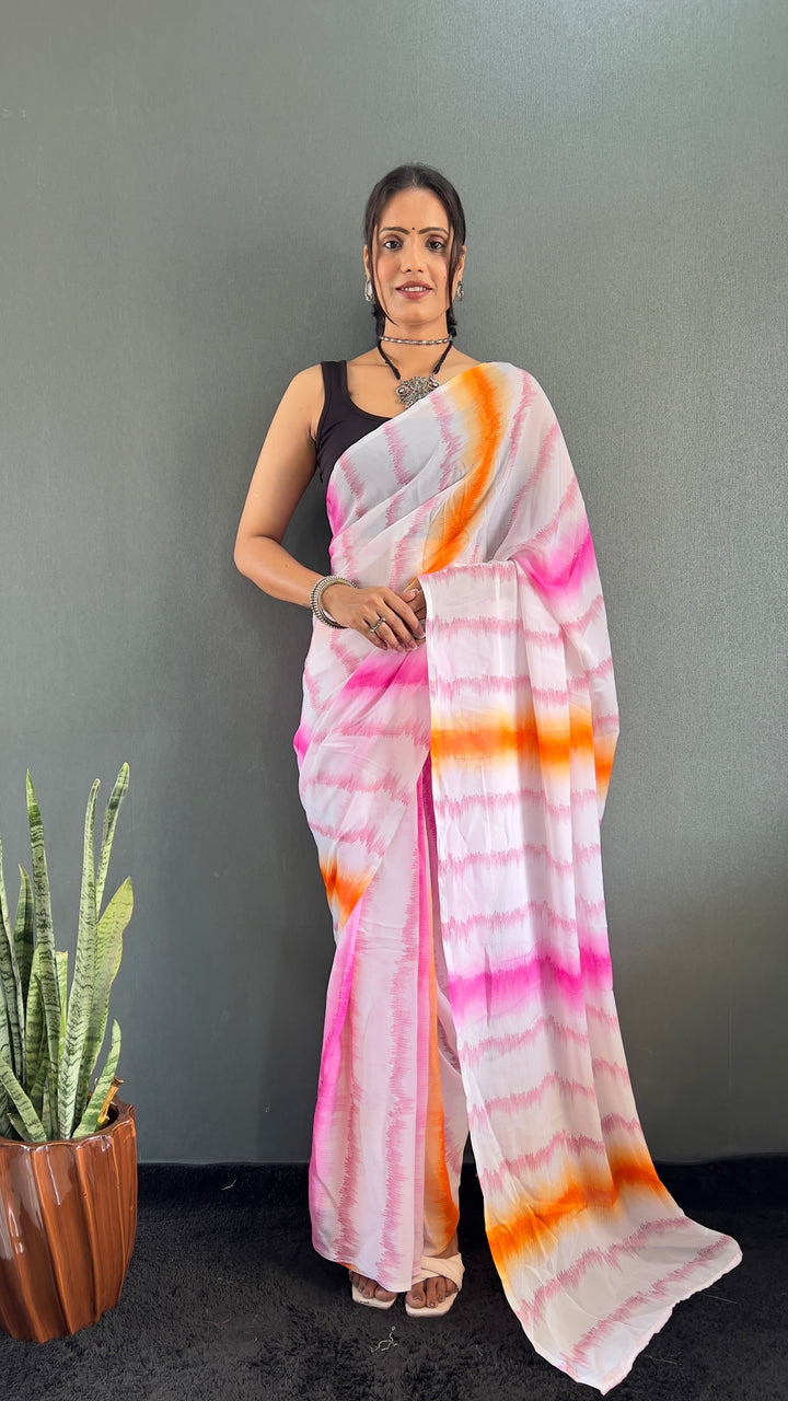 Pink Color Rangoli Silk Saree With Beautiful Blouse