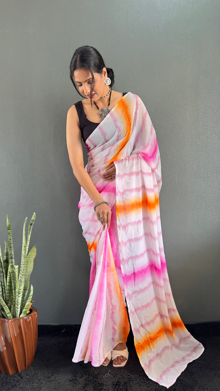 Pink Color Rangoli Silk Saree With Beautiful Blouse