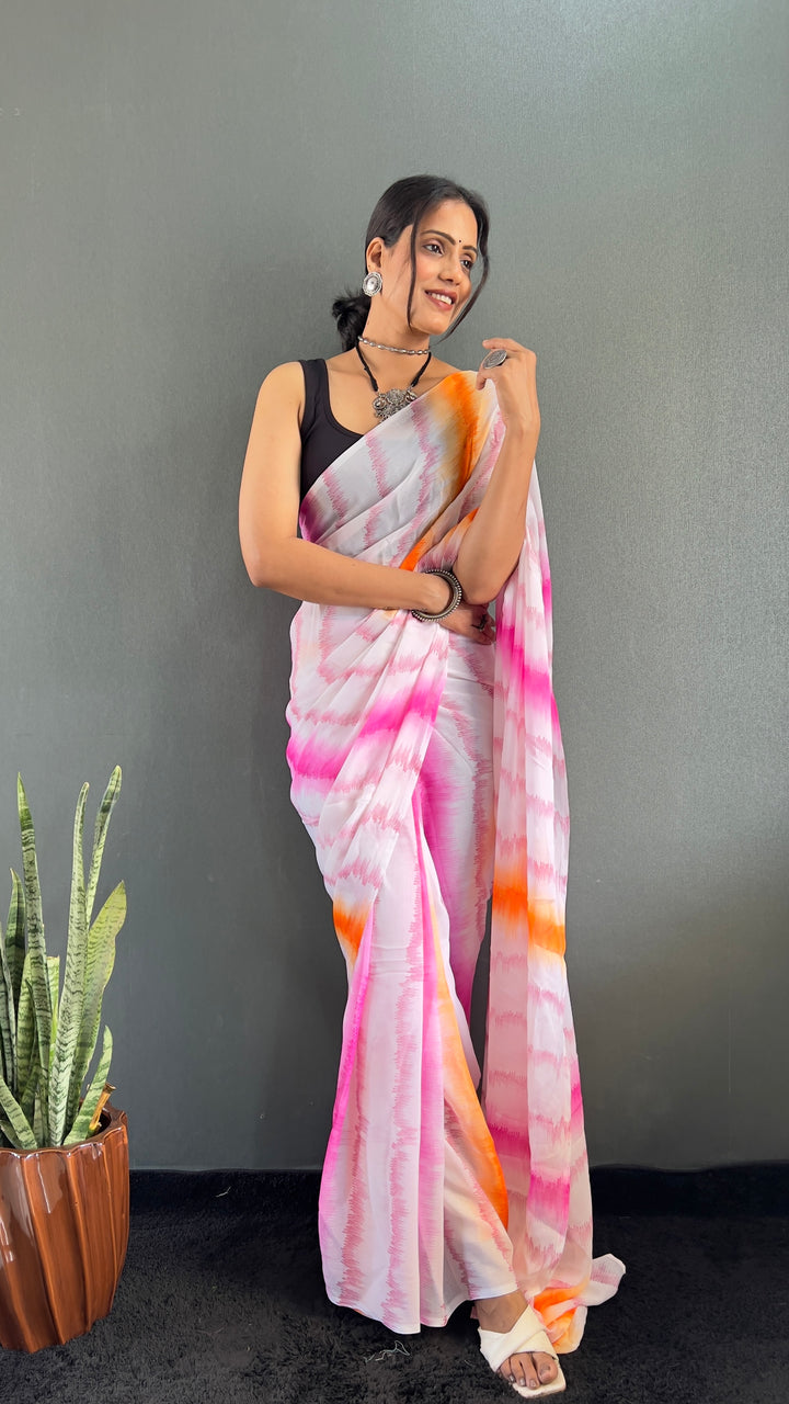 Pink Color Rangoli Silk Saree With Beautiful Blouse