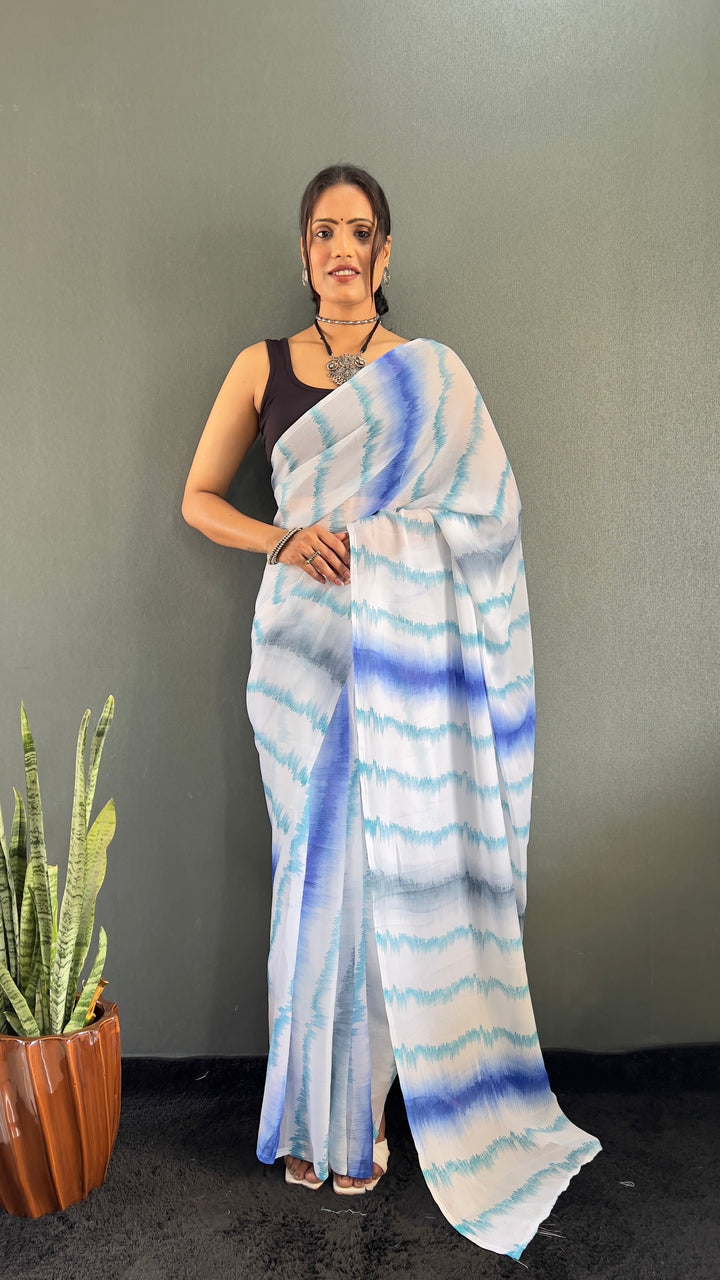 Blue Color Rangoli Silk Saree With Beautiful Blouse