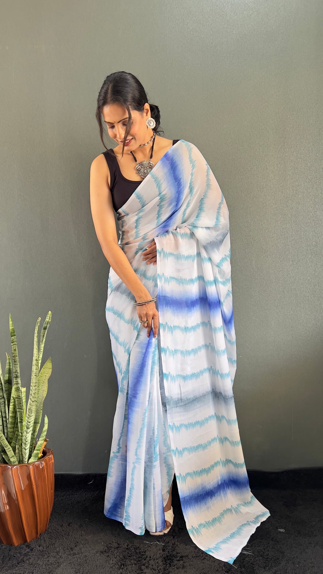 Blue Color Rangoli Silk Saree With Beautiful Blouse