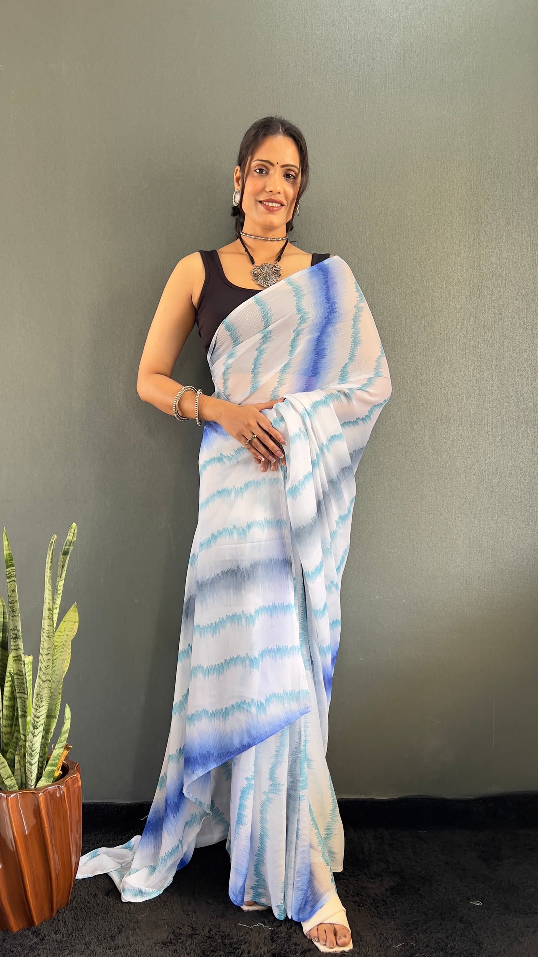 Blue Color Rangoli Silk Saree With Beautiful Blouse