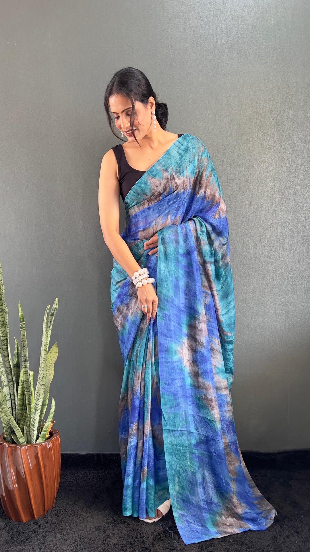 Sky Blue Color Georgette Saree With Beautiful Blouse