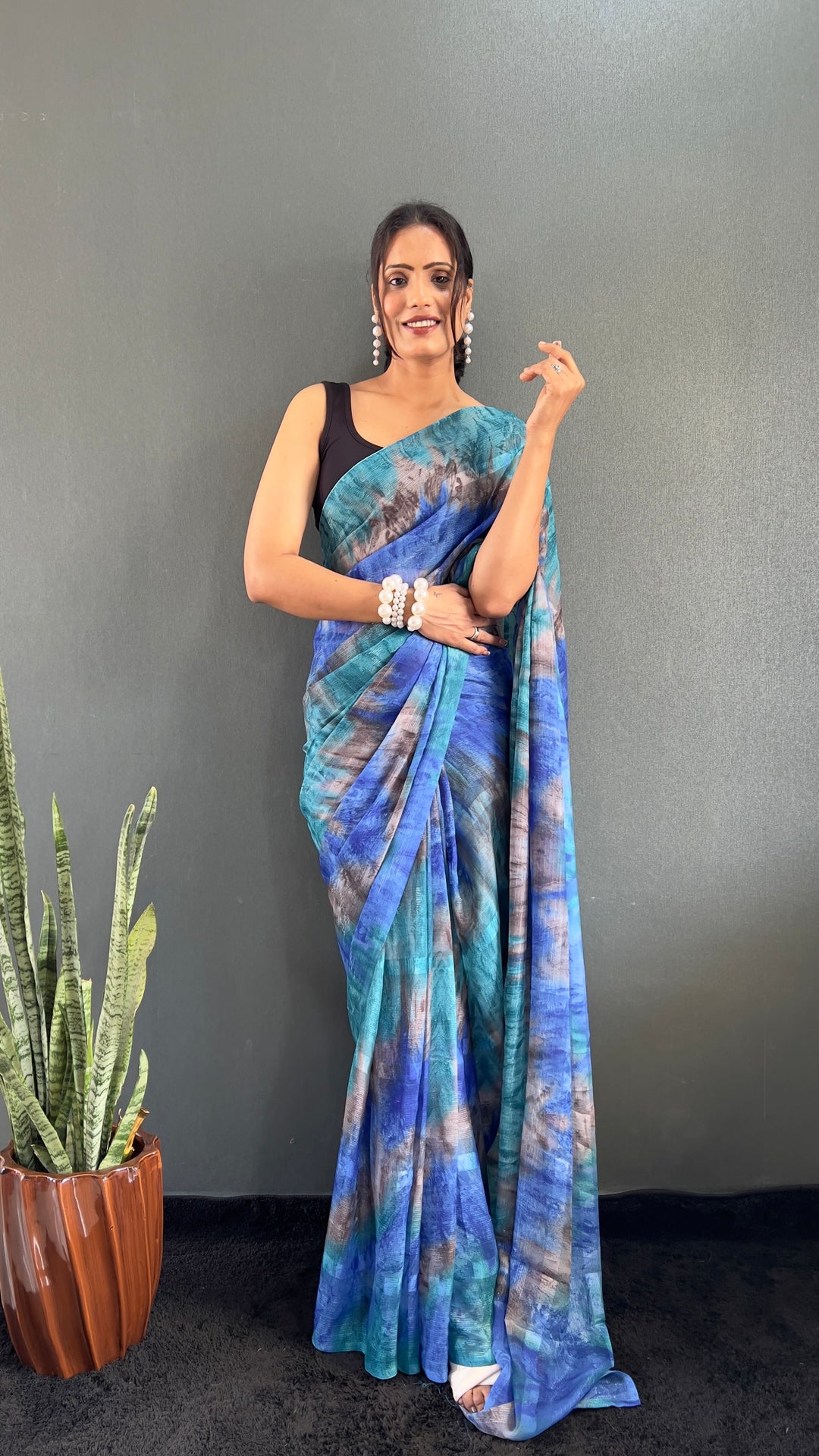 Sky Blue Color Georgette Saree With Beautiful Blouse