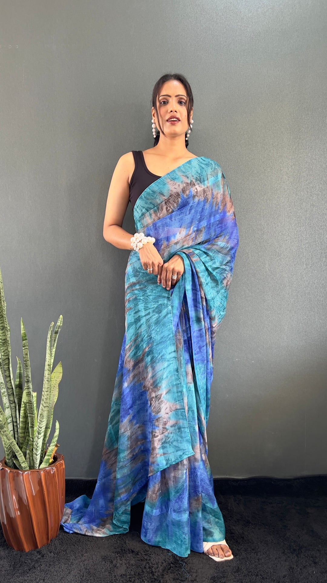 Sky Blue Color Georgette Saree With Beautiful Blouse