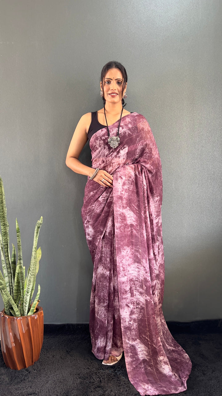 Dark Brown Color Rangoli Silk Saree With Beautiful Blouse